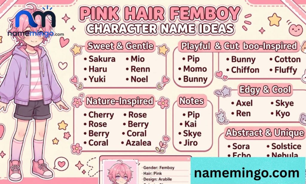 Pink Hair Femboy Anime Character Name Ideas