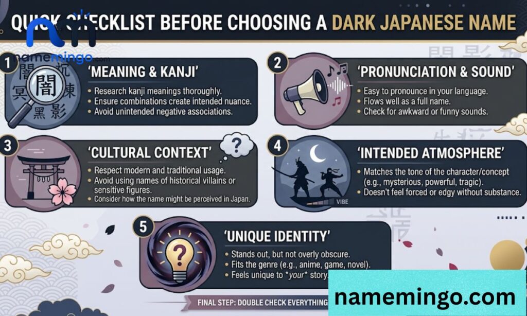 Quick Checklist Before Choosing a Dark Japanese Name