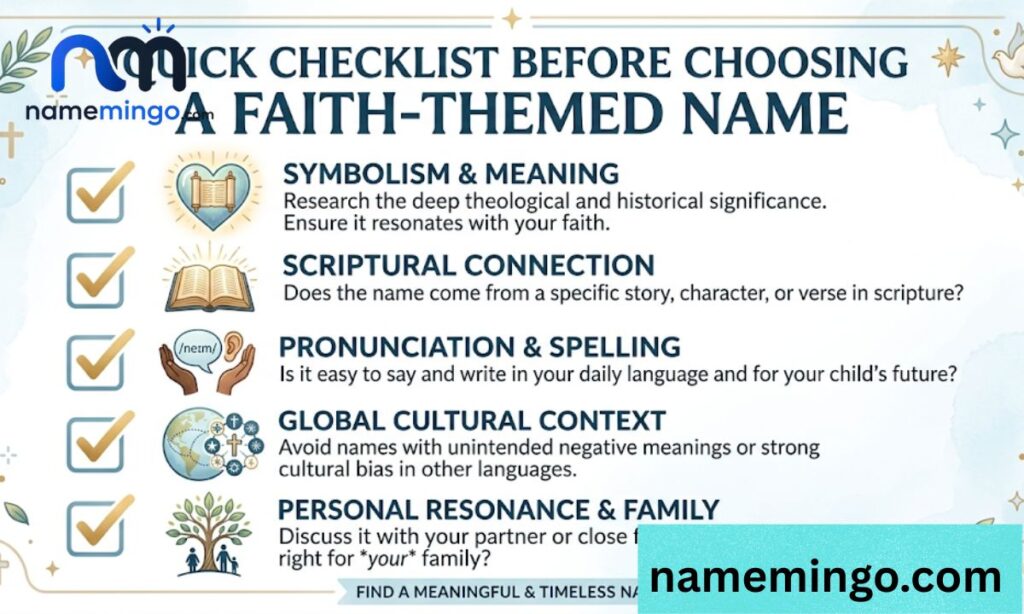 Quick Checklist Before Choosing a Faith-Themed Name