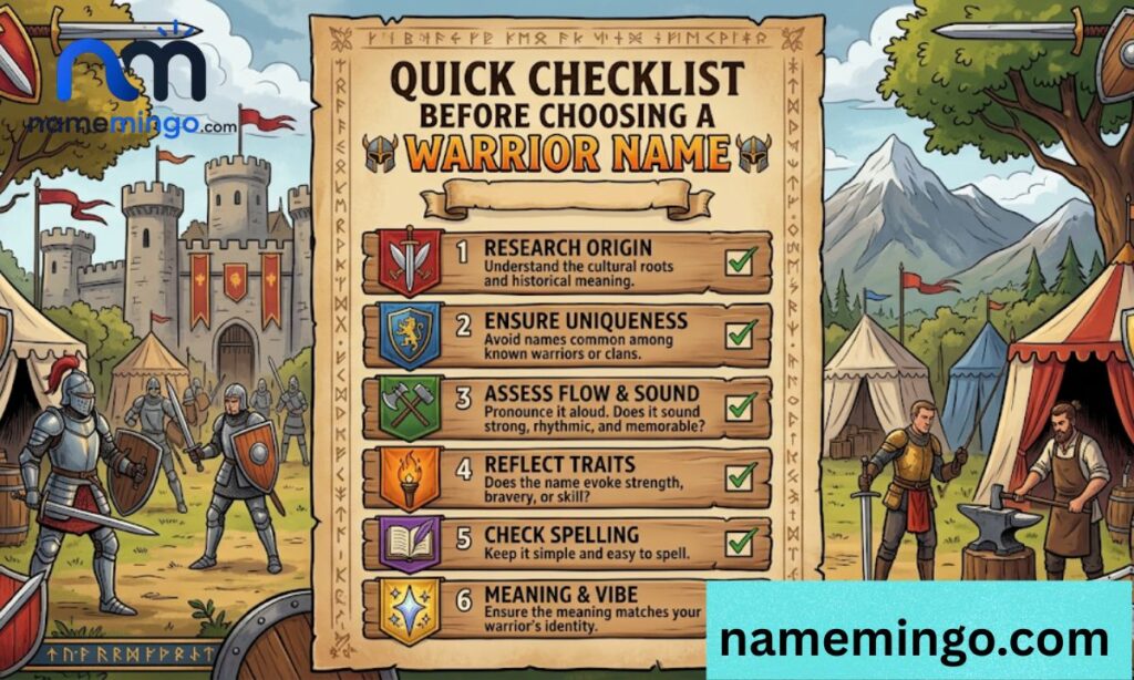 Quick Checklist Before Choosing a Warrior Name
