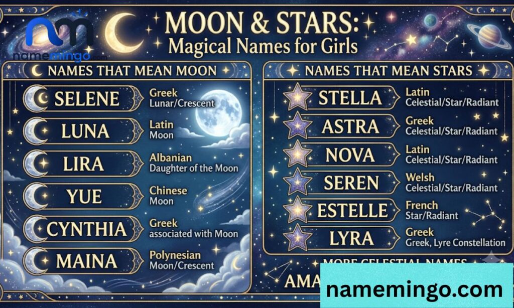 Names That Mean Moon or Stars for Girls