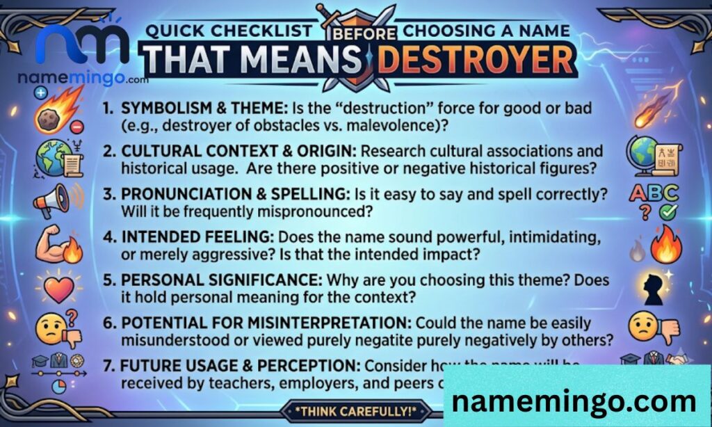 Quick Checklist Before Choosing a Name That Means Destroyer