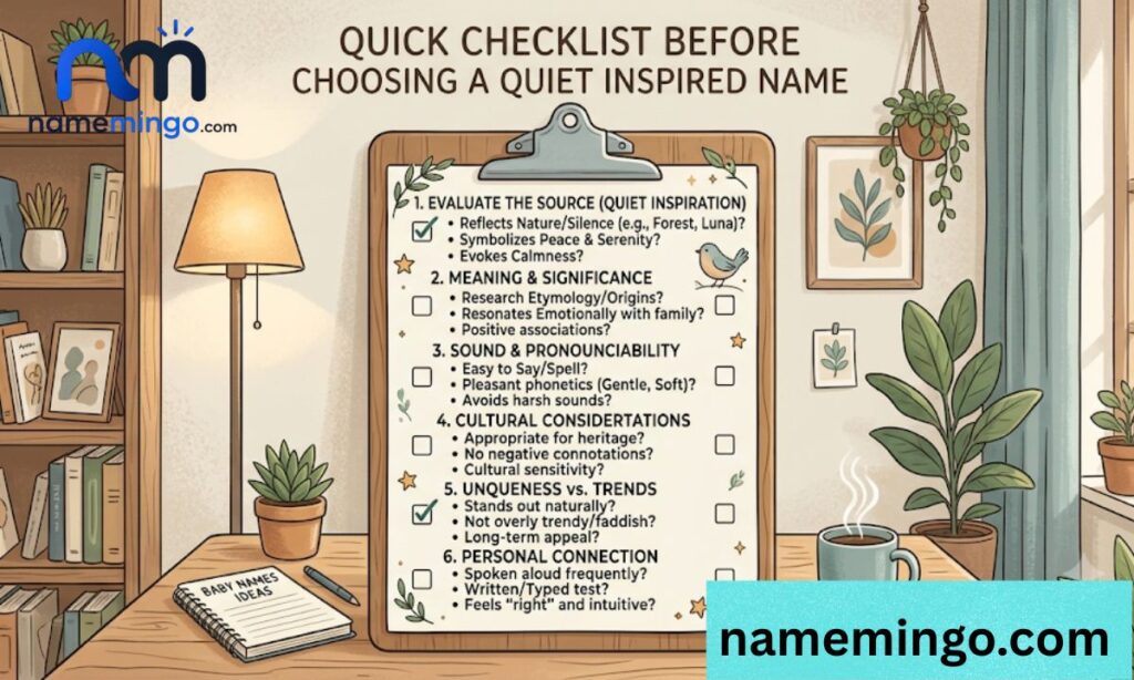 Quick Checklist Before Choosing a Quiet Inspired Name
