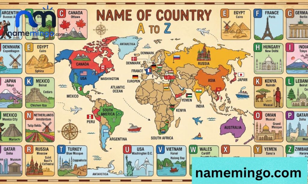 Name of Country A to Z