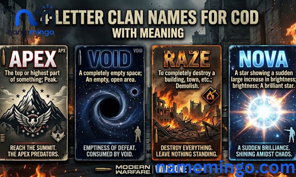 4 Letter Clan Names for COD With Meaning