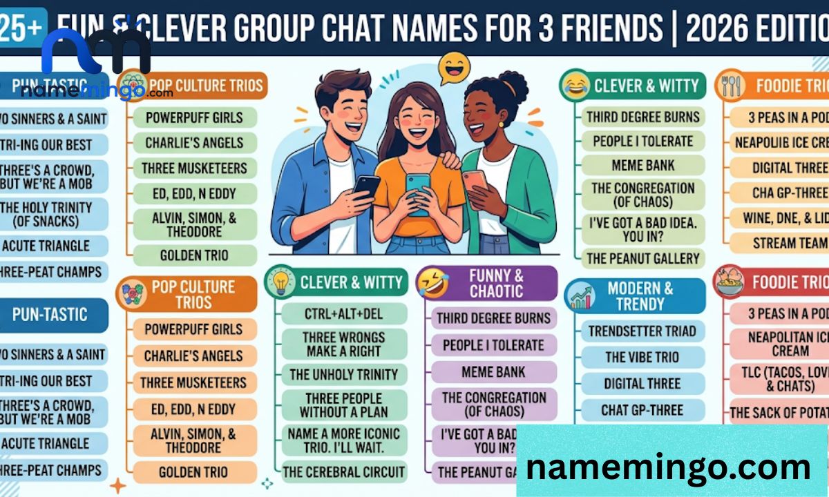 225+ Fun & Clever Group Chat Names for 3 Friends 2026