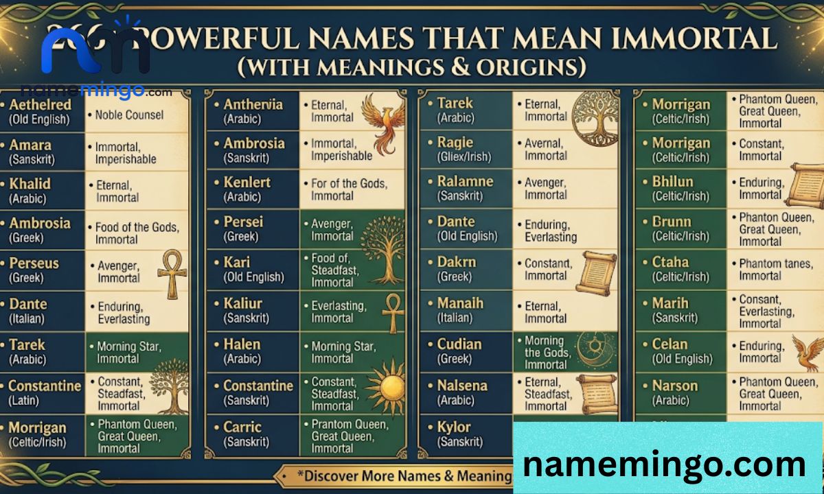 266+ Powerful Names That Mean Immortal (with Meanings & Origins) 