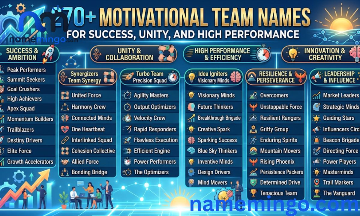 270+ Motivational Team Names for Success, Unity, and High Performance 
