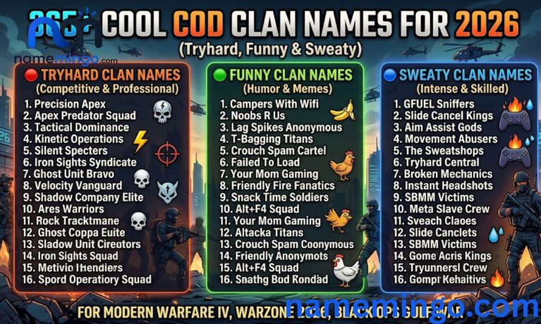 365+ Cool COD Clan Names for 2026 (Tryhard, Funny & Sweaty) 